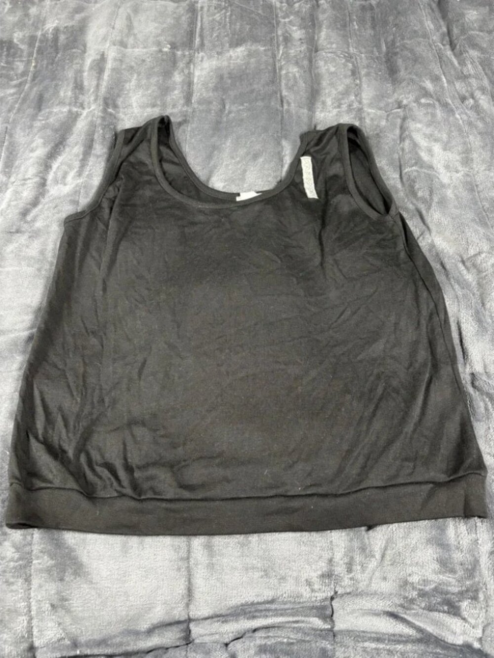 Vintage Adidas Trefoil Tank Top‎ Black Scoop Neck Banded Hem Womens Medium HK